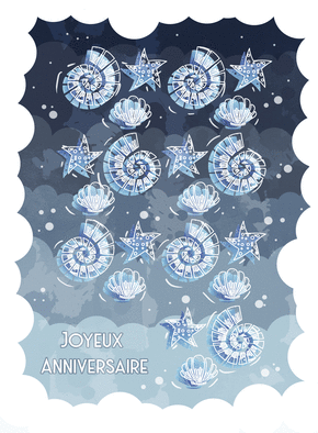 Carte anniversaire Joyeux anniversaire et coquillages